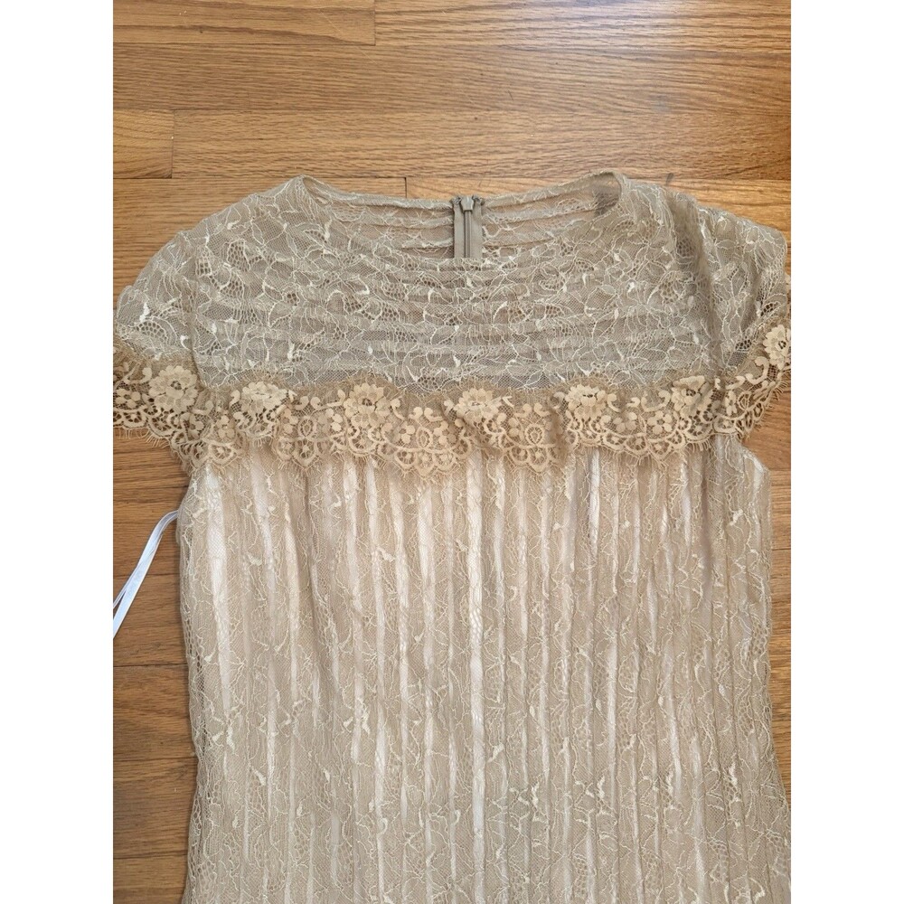 NWT Tadashi Shoji Size 10 Ginseng Champagne Lace Midi Dress Wedding Cocktail - Picture 2 of 5